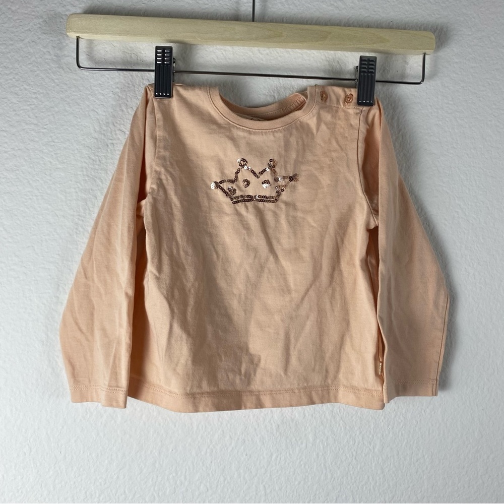 Marie Chantal Girl’s 24 months Long Sleeve Shirt‎ Top Peach Sequin Crown